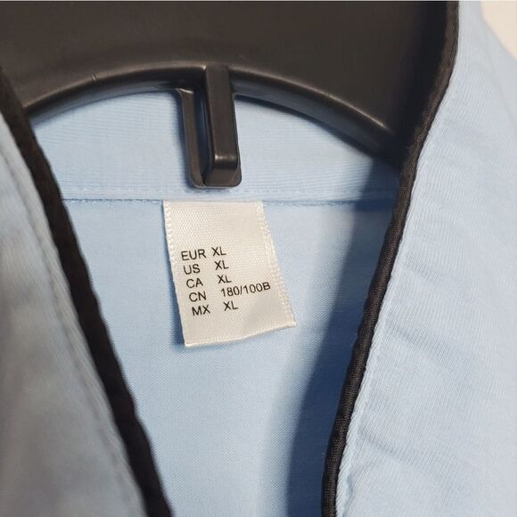 XL Pajama Top Short Sleeve Light Blue Black Edging Soft Loungewear PJ'S Sleep Sh - Picture 5 of 8